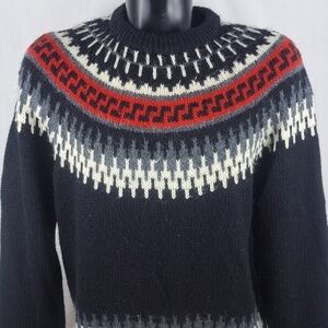 Vintage Peter England Aztec black & white mix blend XL pullover knit sweater